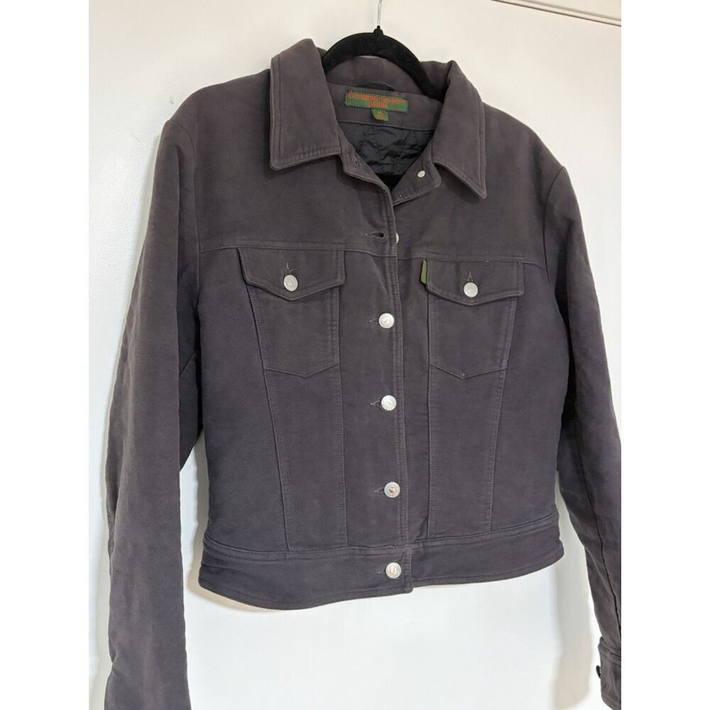 Katharine Hamnett Denim Brown Women’s Lined Jacket Size Medium Made In Italy - Picture 2 of 8